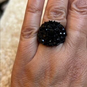 Elegant Black Crystal Cluster Statement Ring.